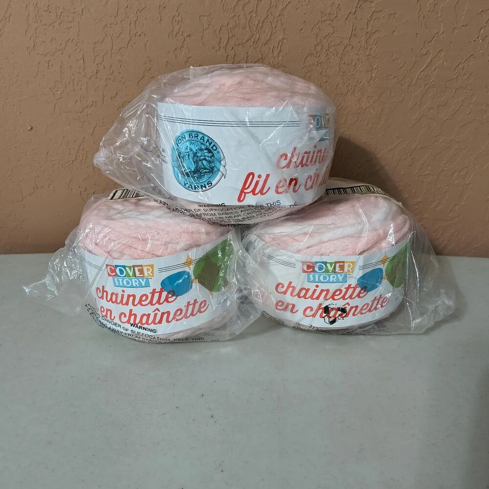 Lion Brand Yarn Cake Super Bulky Blush 68 Yards Lot of 3